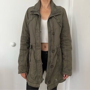 Abercrombie Army Green Faux Fur Jacket